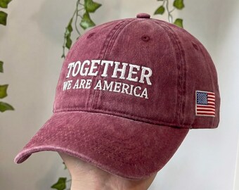 Together We Are America Embroidered Dad Hat, USA 250 Patriotic 1776 2026 Cap, No Kings Democracy Freedom Cap, Independence Day Protest Hat