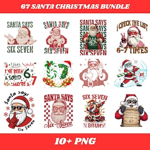 Papá Noel dice seis siete PNG, camiseta divertida de Papá Noel, archivo digital de chiste de internet 6 7, descarga digital PNG de meme navideño