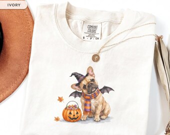 Pug Halloween Shirts, Spooky Dog Mom Apparel, Nostalgic Fall T-Shirts, Vintage Trick Or Treat Tees, Cute Dog Pumpkin Ghost Season Tops Gifts