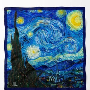 Women Fashion Scarf, Bandana, Night Patterned Art Scarf, Stylish Scarf with Art Pattern