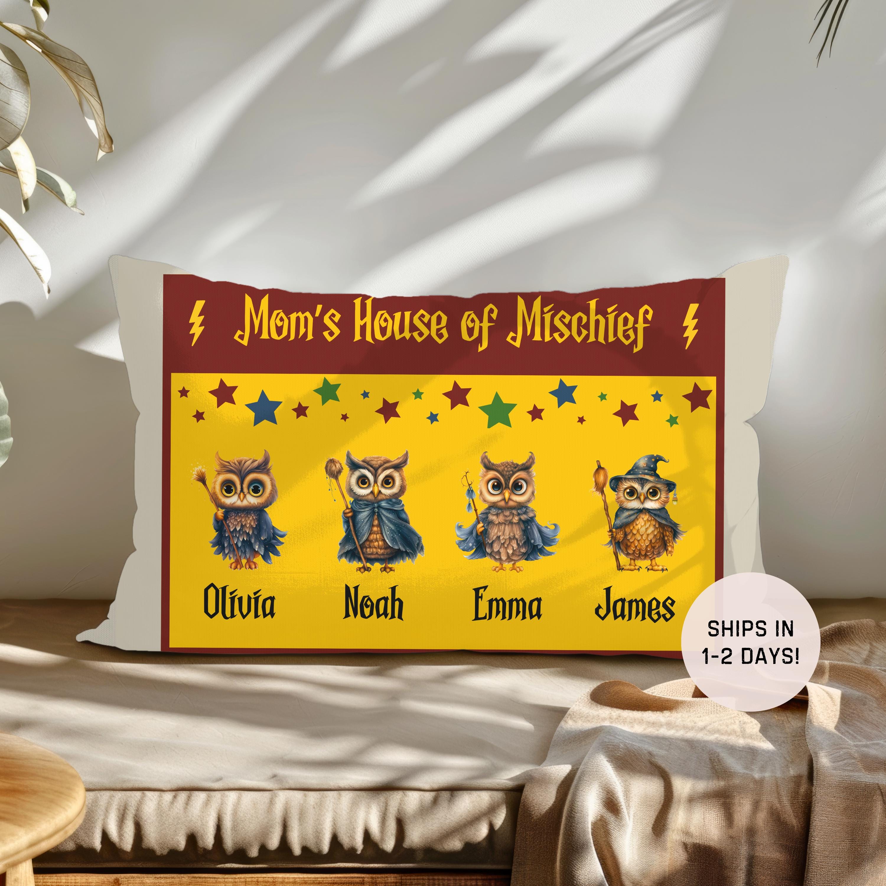 Personalized Owl Pillow Pattern, Custom Mom Pillow, Custom Name Pillow, Personalized Pillow Gift, Pi