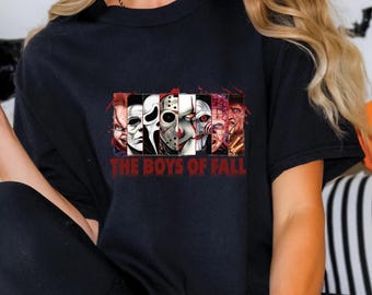 Comfort Colors The Boys Of Fall Shirt, Vintage Horror Movie Tee, Scary Characters Halloween Tshirt, Fall Graphic Horror T-shirt