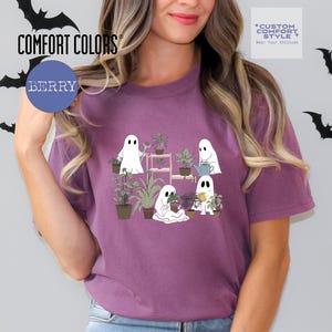 Ghost Plant Shirt Comfort Colors Plant Lover Halloween T-Shirt, Cute Spooky Plant Lady Halloween Shirt, Halloween Gift for Plant Lovers Tees