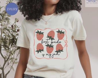 First Grade Teacher Comfort Colors Shirt: Coquette Bow Back to School Tee