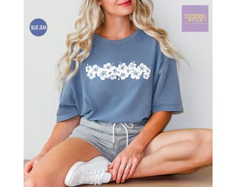 Hibiscus Flower Tee: Comfort Colors Vintage Tropical Hawaii Shirt