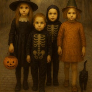 Vintage Halloween Wall Art Set | Kids, Cats, Witches & Pumpkins | Printable Spooky Decor Digital Download