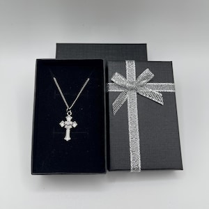 Silver Gothic Cross Pendant Necklace: Surgical Steel Unisex Jewelry