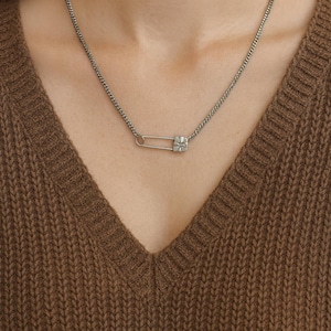 Safety Pin Necklace: Silver Chain Punk Y2K Grunge Jewelry