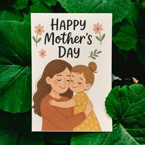 Trending Ghibli Style Mother' Day Card, Handmade Cards for Mom, Mother's Day Gift, Cute Card, Hand-Drawn Mom & Child Illustration