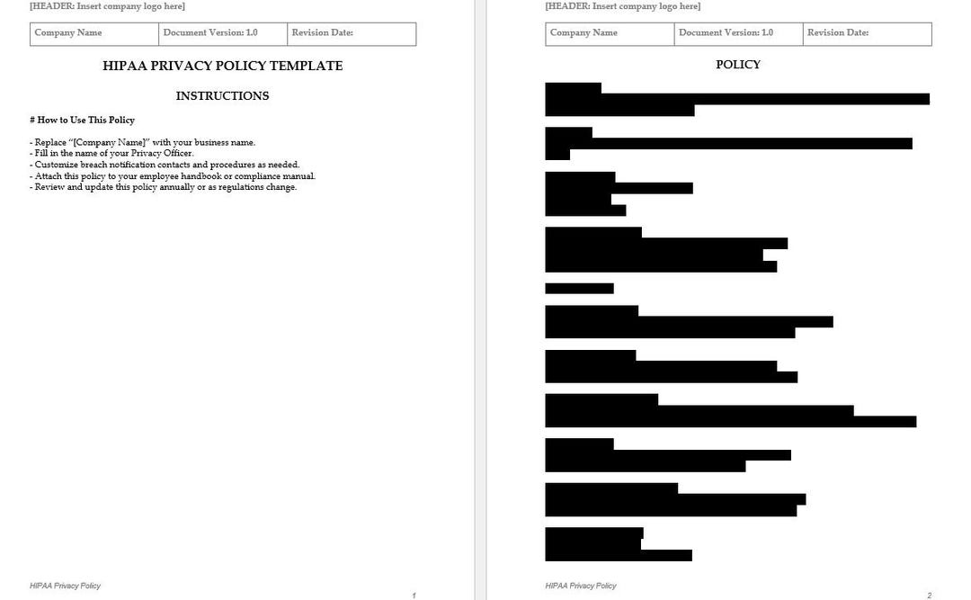 HIPAA Privacy Policy Template Small Business Medical Compliance