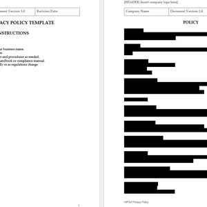 HIPAA Privacy Policy Template | Small Business Medical Compliance | Editable Word