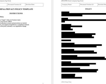 HIPAA Privacy Policy Template | Small Business Medical Compliance | Editable Word