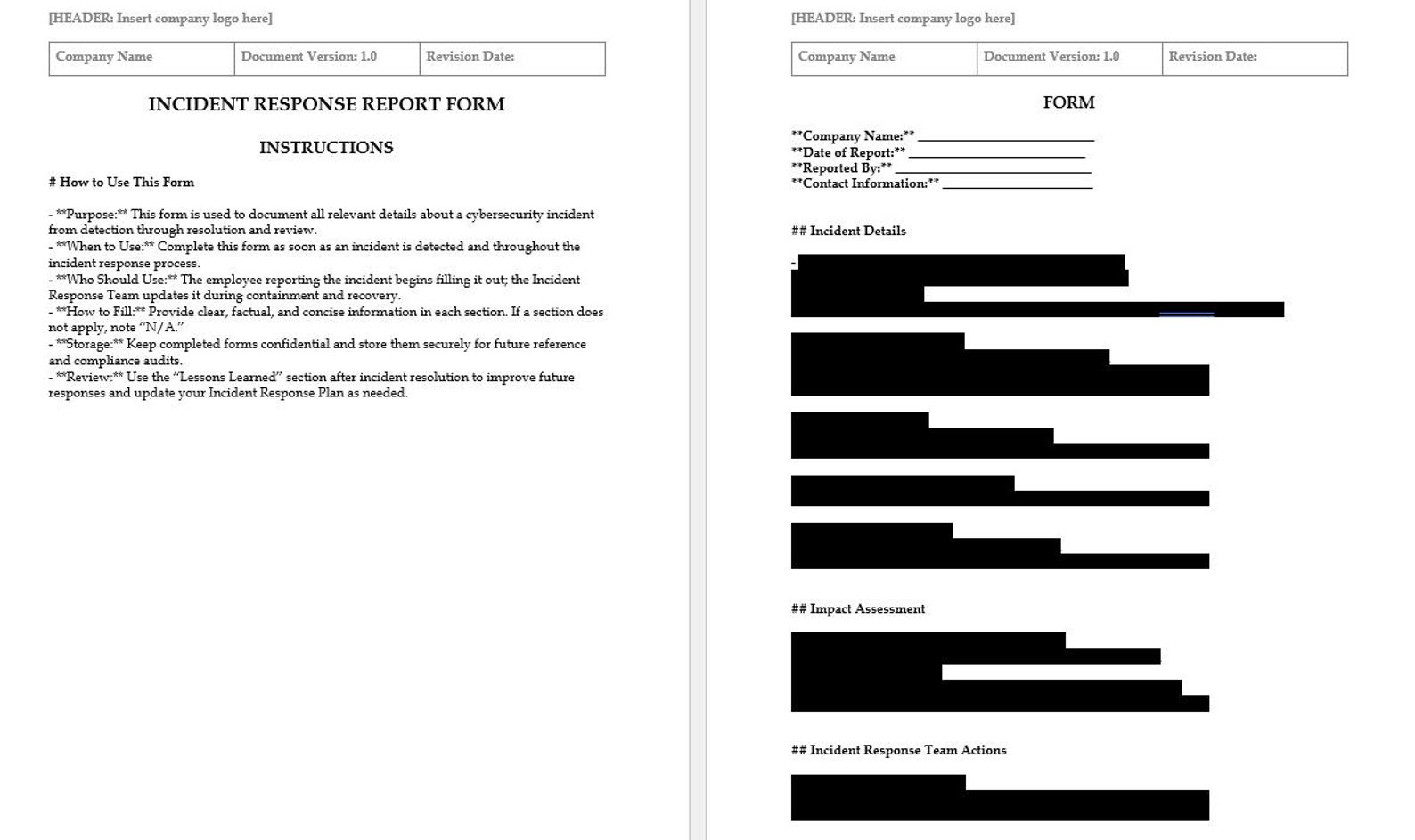 Incident Response Plan Template Cybersecurity Policy for Small