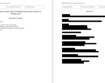 Data Protection & Confidentiality Policy Template | Small Business Cybersecurity | Editable Word