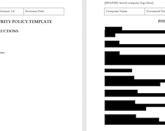 Remote Work Security Policy Template | Small Business Cybersecurity | Editable Word