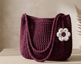 Molde fácil para bolsa de crochê em tela, molde para sacola de compras reutilizável em rede, modelo de bolsa de praia de crochê para fazer você mesmo (PDF).