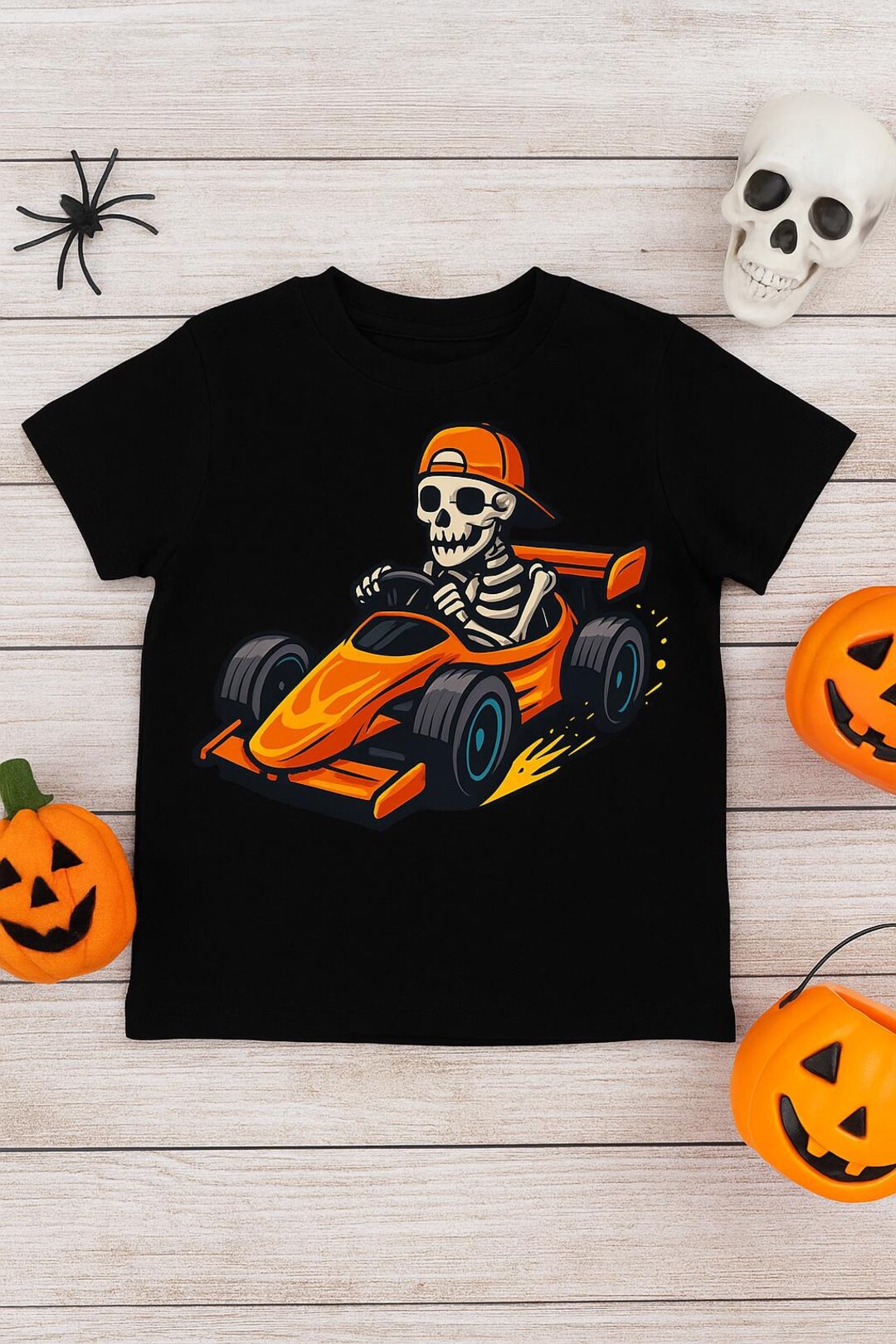 Skeleton Racecar Driver Halloween Shirt: Boys Spooky Racing Tee - Etsy