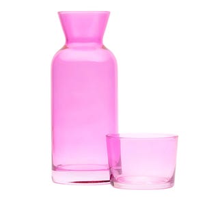 Farbenfrohes Nachttisch Glas Karaffe und Becher Set: Farbiger Krug mit Deckel