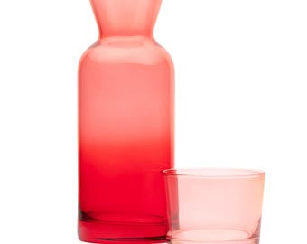 Colorful Glass Carafe Set with Lid: Bedside Water Pitcher & Cup