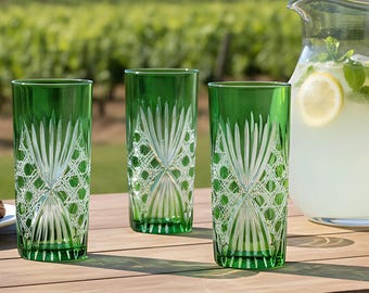Vaso alto de cristal tallado a mano: vajilla moderna de colores, 12 opciones de color