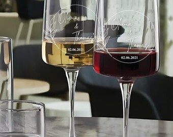 Copa de vino grabada personalizada, regalo de boda personalizado