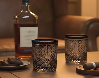 Handmade Cut Crystal Whiskey Glass: Vibrant Old Fashioned Tumbler