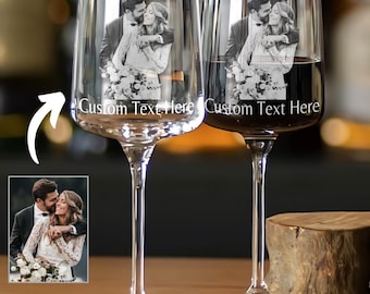 Custom Engraved Wine Glass: Personalized Photo Portrait Gift