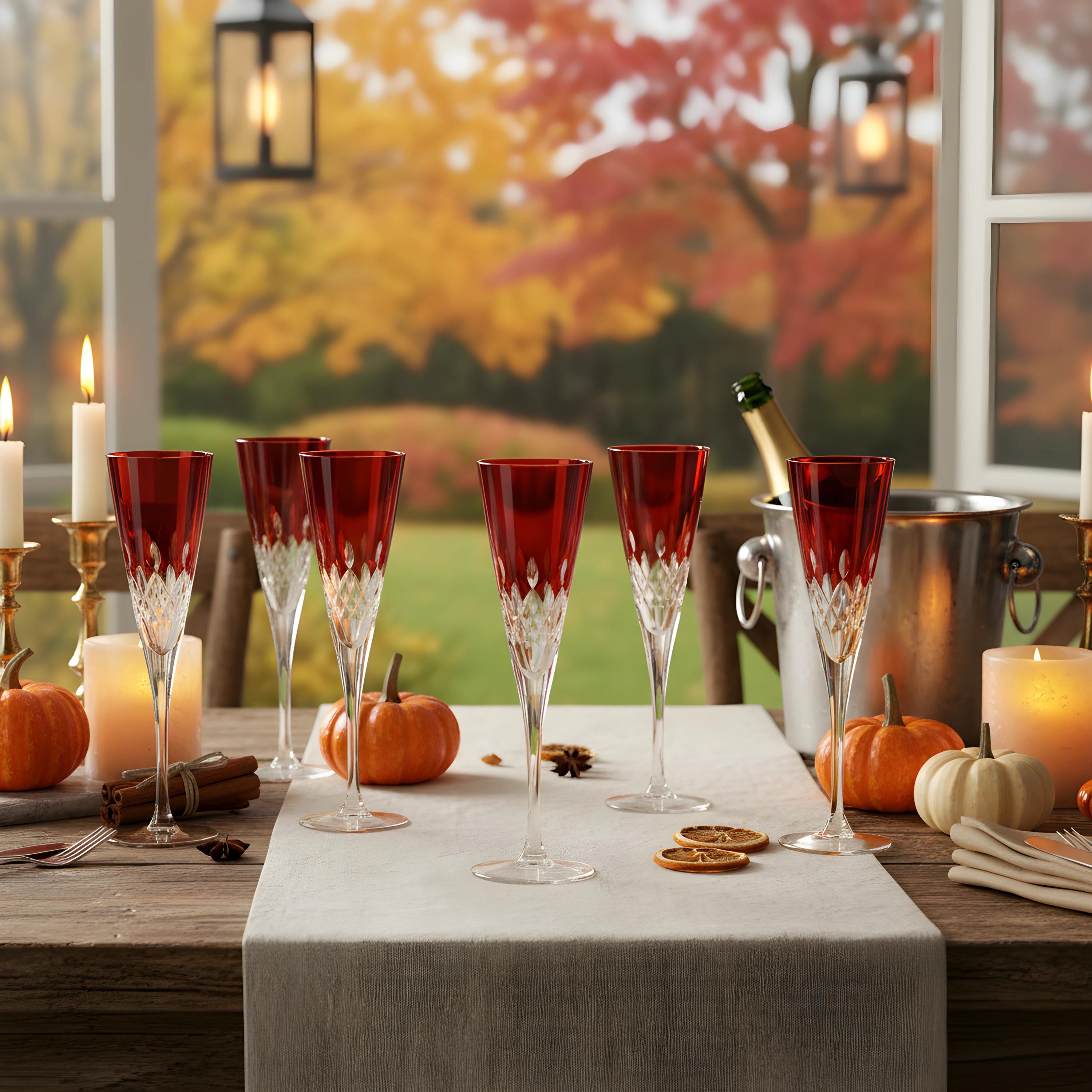 BACLIFE Crystal Champagne Flutes Set Of 6 - Hand Blown Italian Style - View #2