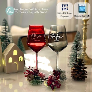 Colored Wine Glasses, Mr and Mrs Gifts, Wine Lover Gift, Wedding Wine Glass, Custom Wine Glass, Christmas Gift, Anniversary Gift