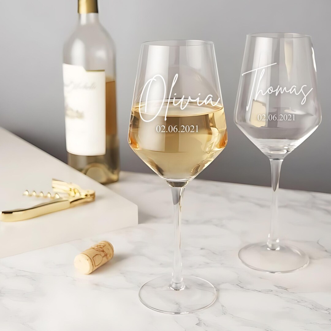 Personalized Engraved Wine Glass, Custom Wedding Gift - Etsy