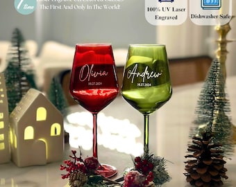 Gekleurde wijnglazen, gepersonaliseerde wijnglazen, gegraveerde wijnglazen, moeder bruid glas, naamglazen, valentijnscadeau, cadeau stel