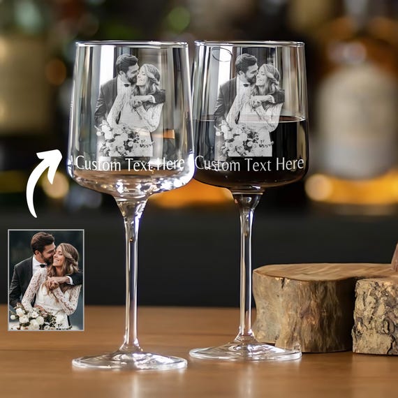 Custom Engraved Wine Glass: Personalized Photo Portrait Gift