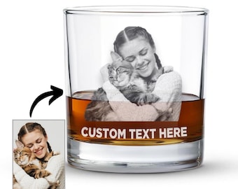 Engraved Photo Whiskey Glass: Personalized Etched Rocks Glass