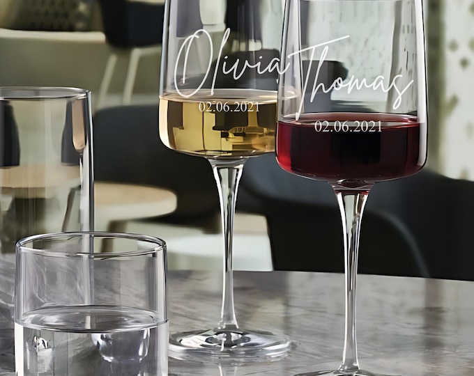 Engraved Wine Glass, Personalized Wedding Gift, Custom Name Bridesmaid & Bachelorette Favor