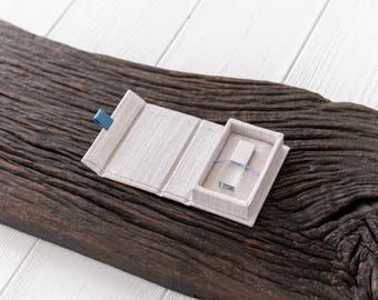 Linen USB Box – Magnetic Closure, Wedding Photo Packaging