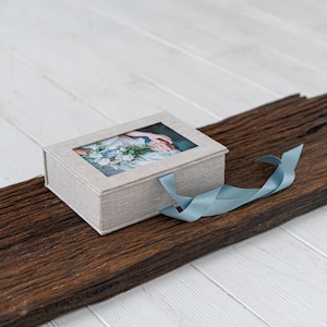 Herinneringsdoos bruiloft, 5 x 7 linnen fotodoos, presentatiedoos, proefdoos, USB-doos