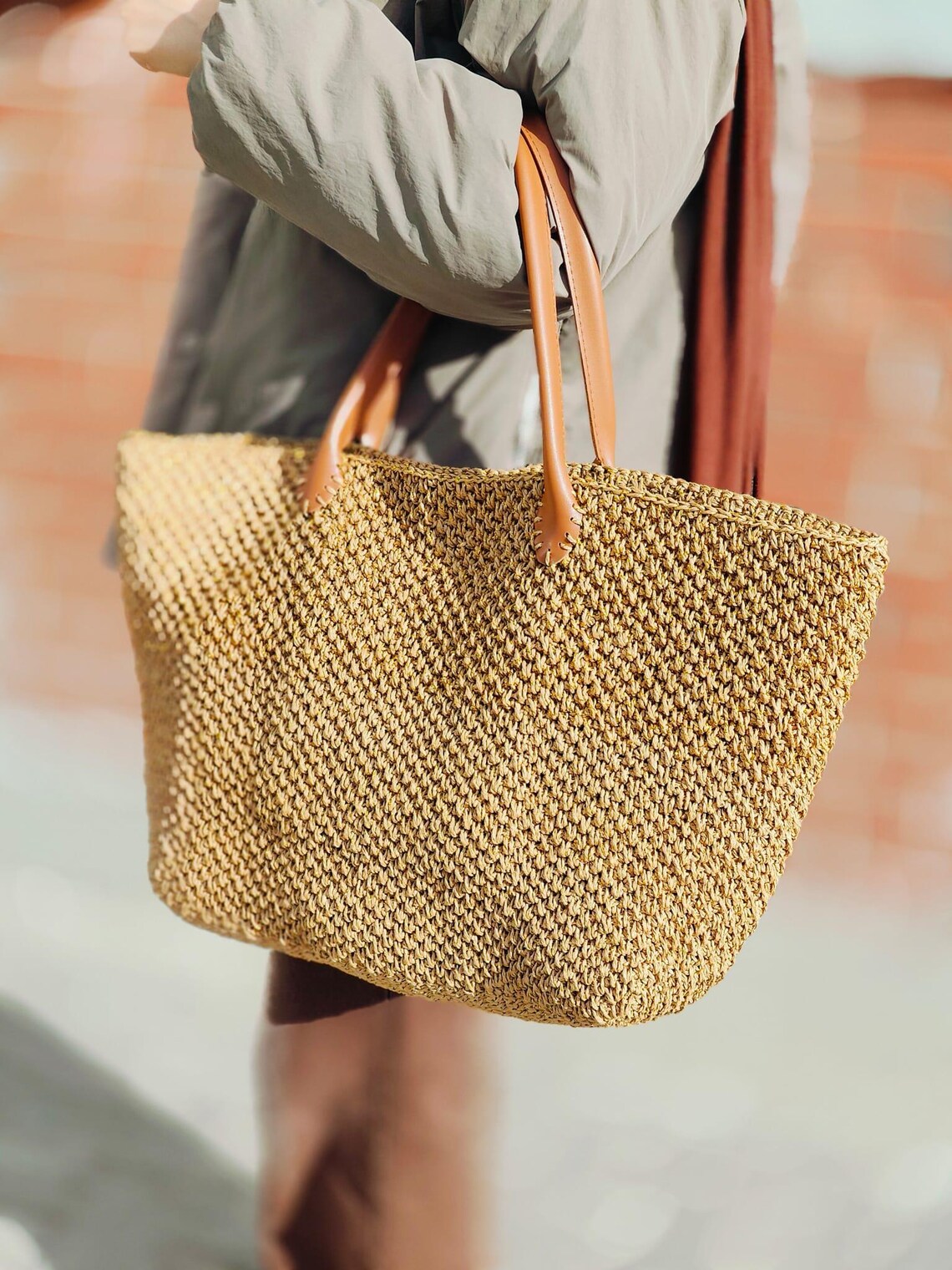 Sandy Natural Straw Tote Bag