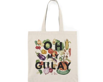 Oh My Gulay Canvas Tote Bag: Filippinsk Foodie Market Bag