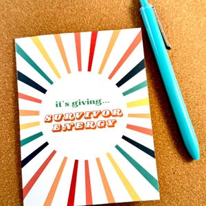 Cancer Survivor Card, kankeraanmoediging, kankerondersteuningskaart, laatste dag van chemotherapie, einde van chemotherapie, kaart verslaan kanker, kaart It's Giving