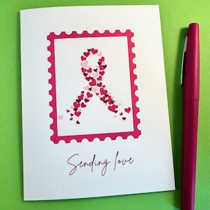 Borstkankerkaart, liefdeskaart verzenden, chemokaart, borstkankerkaart, ondersteuningskaart kanker voor vrouwen, lintkaart borstkanker