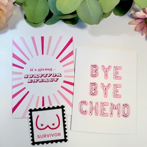 Paquete de tarjetas para sobrevivientes de cáncer, tarjetas para el fin de la quimioterapia, regalo para sobrevivientes de cáncer de mama, tarjetas de apoyo para el cáncer, celebración de la quimioterapia, cáncer de mama