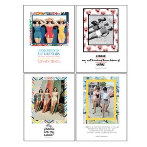 Tarjetas de felicitación de amigos. Vintage Amistad Cotización Tarjetas. Tarjetas para amigos. Regalos de novia. Conjunto de cartas de variedad de amistad. Juego de 8.