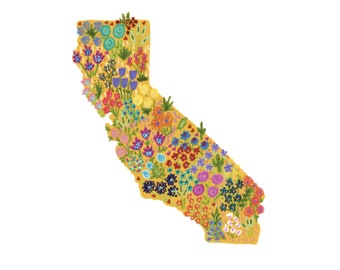 California Wildflower Art Print: Colorful State Blooms (8x10)