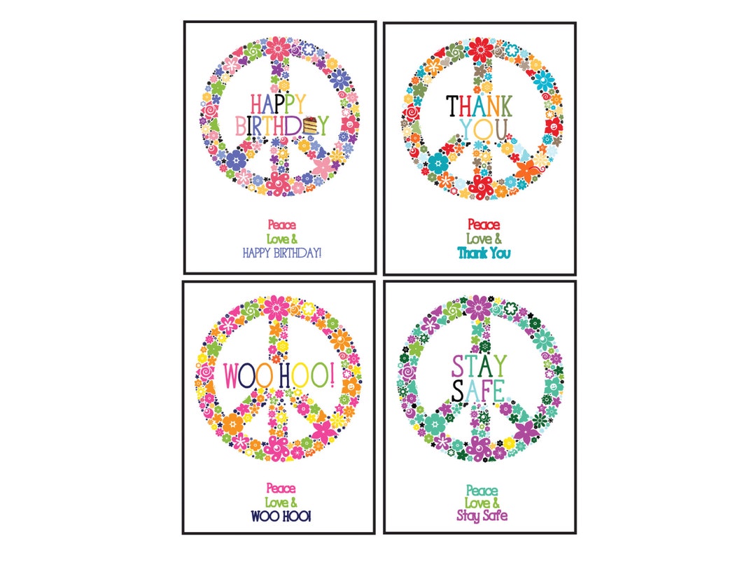 Peace Sign Greeting Cards. Peace Sign Happy Birthday. Peace Sign Woo