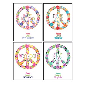 Tarjetas de felicitación de signo de paz. Signo de paz Feliz Cumpleaños. Signo de paz Woo Hoo. Regalos de signo de paz. Signo de paz Gracias. Tarjetas de notas de signo de paz.