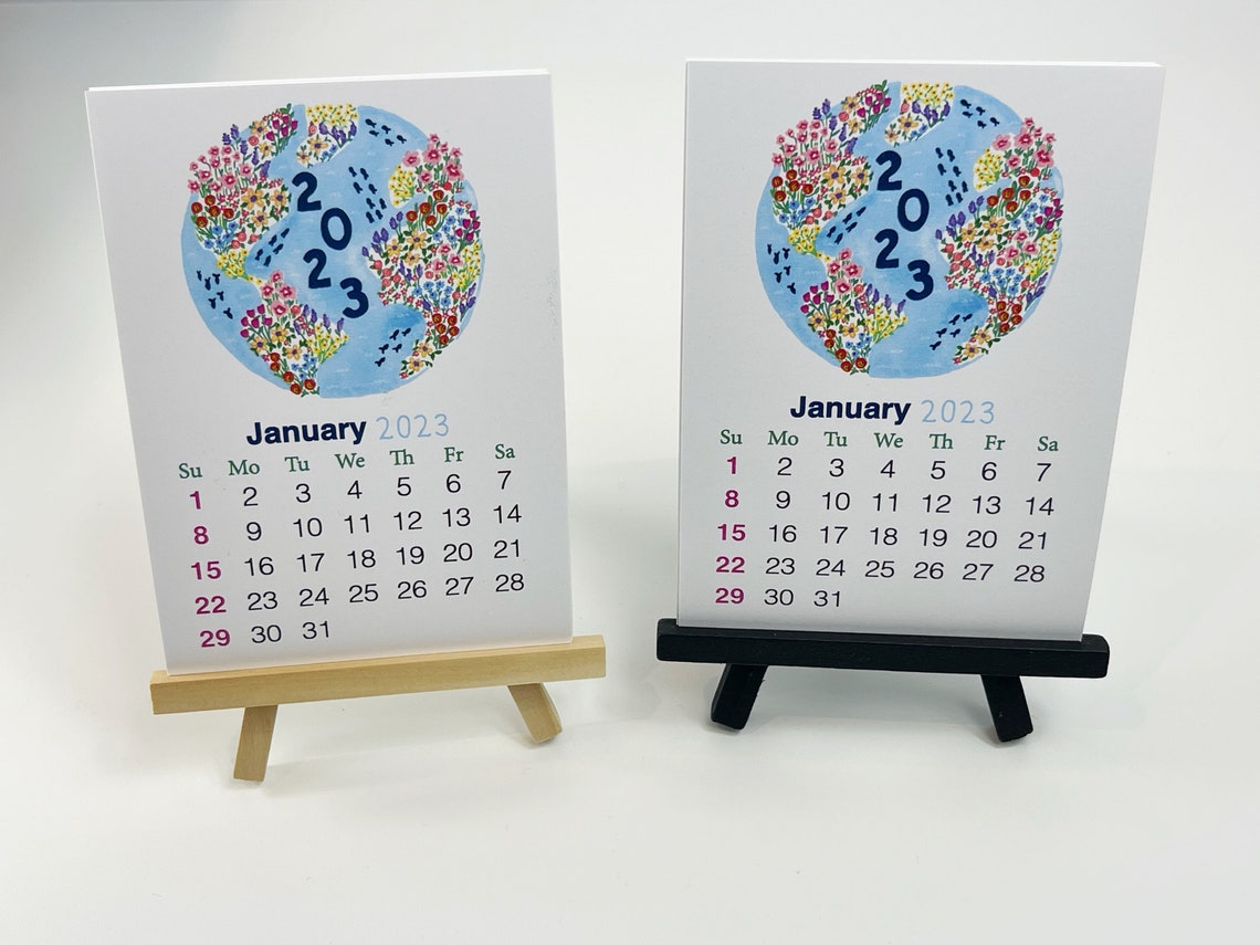 2023 Desk Calendar With Stand. Desk Calendar 2023. Illustrated Etsy