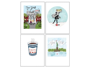 Tarjetas de felicitación de Nueva York. Tarjetas de amante de Nueva York. Cartas de la estatua de la libertad. Amo las tarjetas de Nueva York. Juego de cartas de variedades de Nueva York. Ilustraciones de Nueva York.