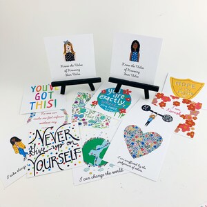Tarjetas de Afirmación para Niñas. Afirmaciones positivas. Aliento para las niñas. Ilustrado a mano. Tarjetas de Empoderamiento de Chicas. Regalos para niñas.