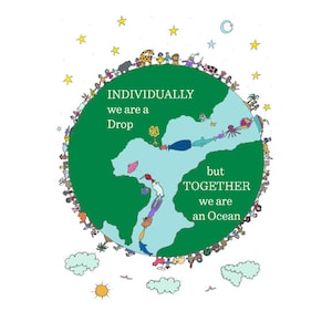 Globe Wall Print. Illustrated World Art Print. Wall Decor. Earth Day Gift Idea. Inspirational Wall Art. Meaningful Art. Wall Print. Globe.