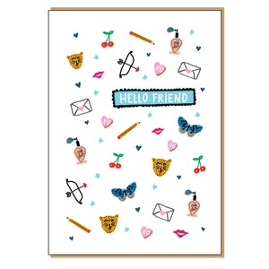 Hallo Freund Karte. Skurrile Freundschaftskarte. Freundschaftskarte. Freundin-Karte. Einzigartige Freundschaftskarte. BFF Karte.